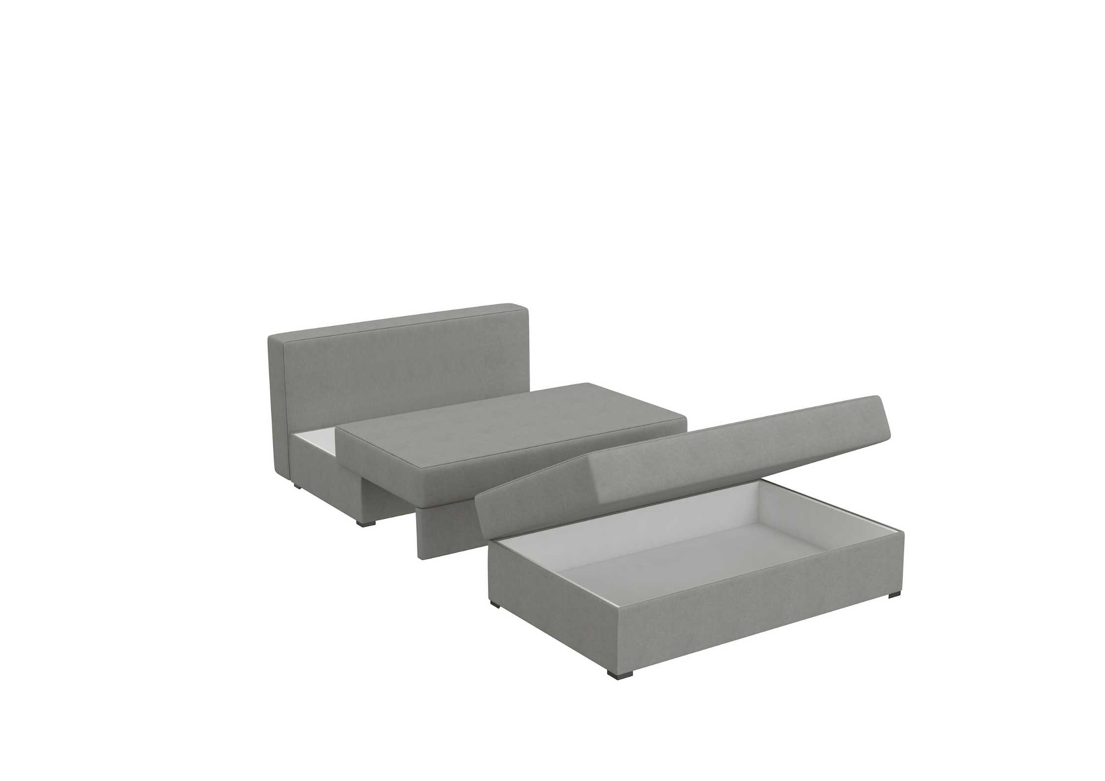 Mała szara sofa 120cm  z dwoma pojemnikami